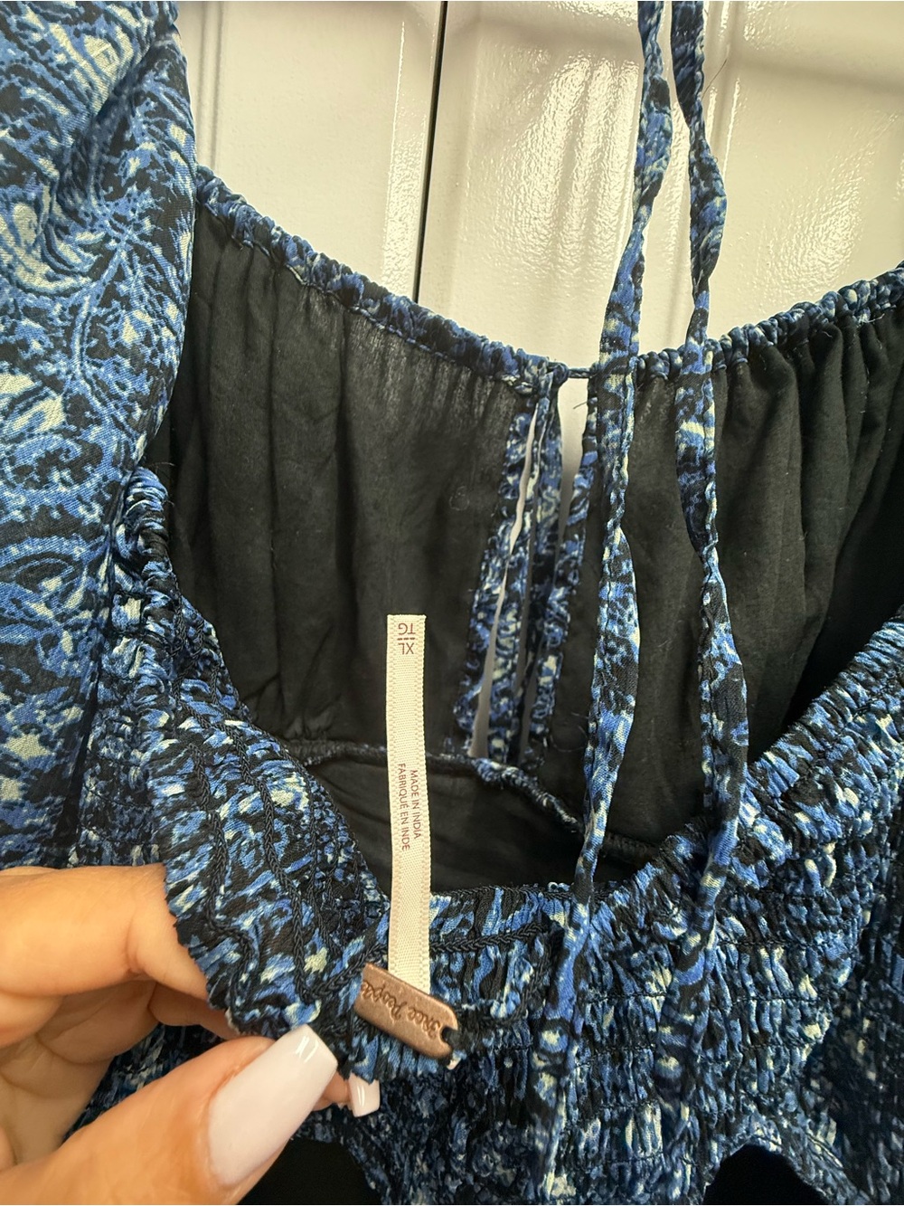 Free People Blue Floral Midi Dress with Smocked Bodice - Picture 7 of 7